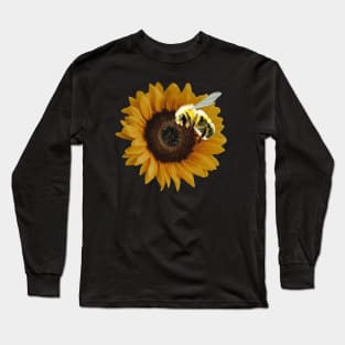 Save the Bees - realism sunflower and bee Long Sleeve T-Shirt